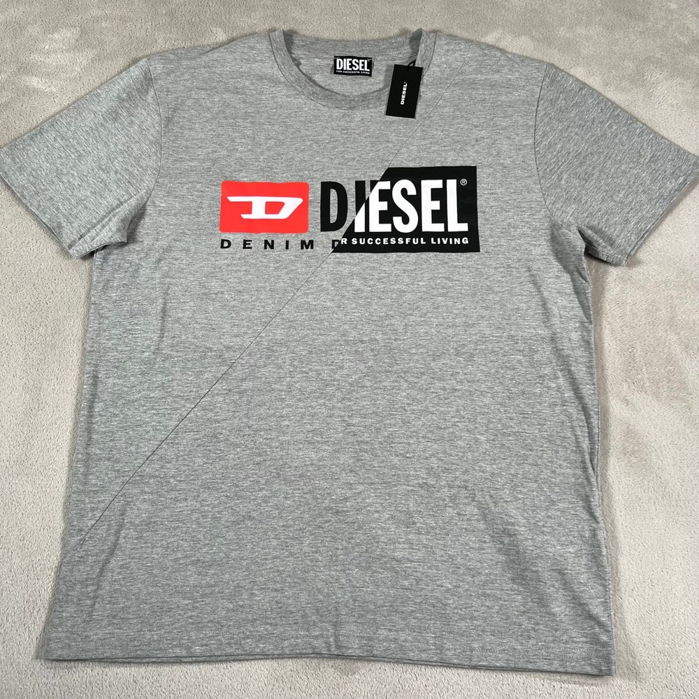 Diesel T-Shirt Men's Size Large Gray Short Sleeve T Diego Cuty Graphic Print NWT